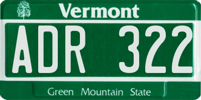 VT license plate ADR322