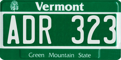VT license plate ADR323