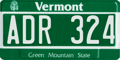 VT license plate ADR324