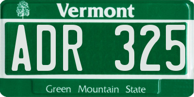 VT license plate ADR325
