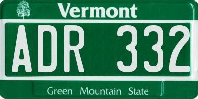 VT license plate ADR332