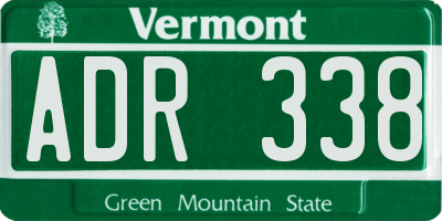 VT license plate ADR338