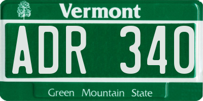 VT license plate ADR340