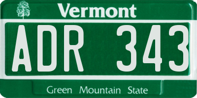 VT license plate ADR343