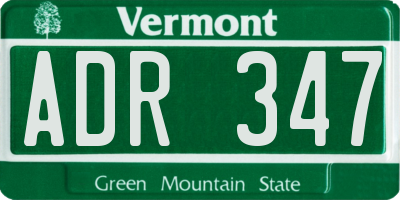 VT license plate ADR347