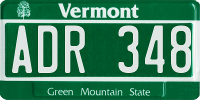 VT license plate ADR348