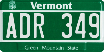 VT license plate ADR349