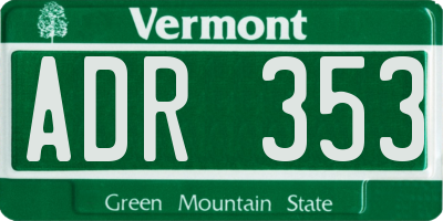 VT license plate ADR353