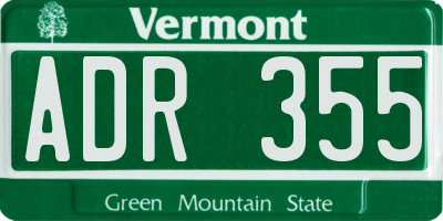 VT license plate ADR355