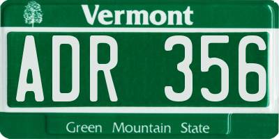 VT license plate ADR356