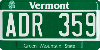 VT license plate ADR359