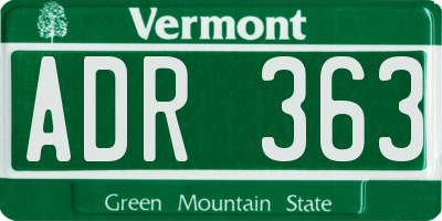 VT license plate ADR363