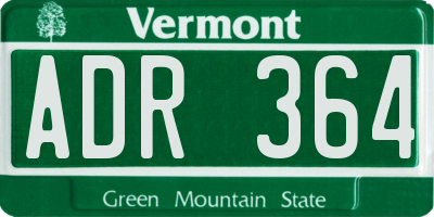 VT license plate ADR364