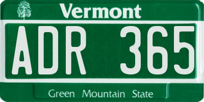 VT license plate ADR365