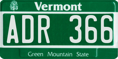 VT license plate ADR366