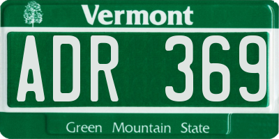 VT license plate ADR369