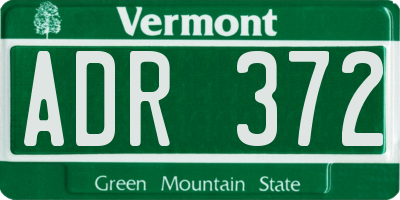 VT license plate ADR372