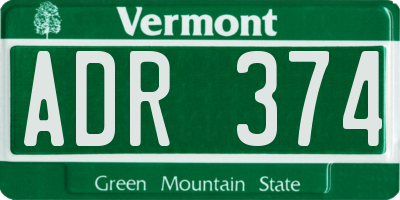 VT license plate ADR374