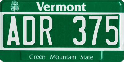 VT license plate ADR375