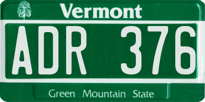 VT license plate ADR376