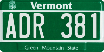 VT license plate ADR381