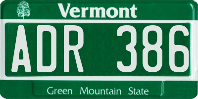 VT license plate ADR386
