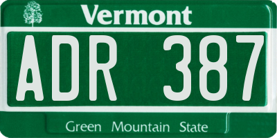 VT license plate ADR387