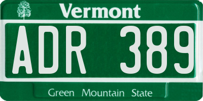 VT license plate ADR389