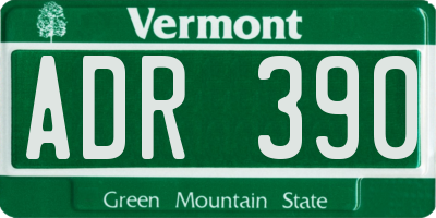 VT license plate ADR390