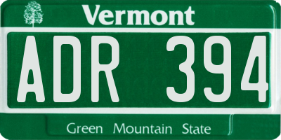 VT license plate ADR394