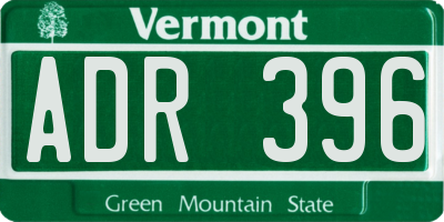 VT license plate ADR396