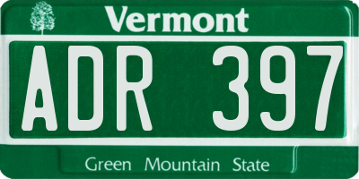 VT license plate ADR397