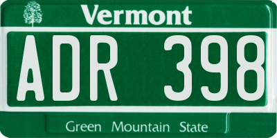 VT license plate ADR398