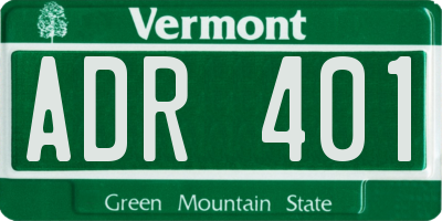 VT license plate ADR401