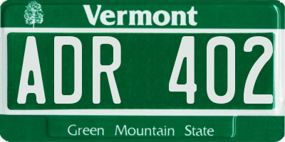 VT license plate ADR402