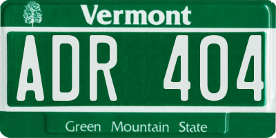 VT license plate ADR404