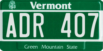 VT license plate ADR407