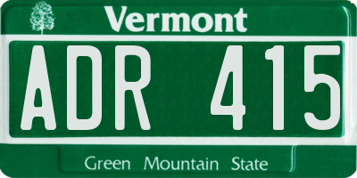 VT license plate ADR415