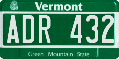 VT license plate ADR432