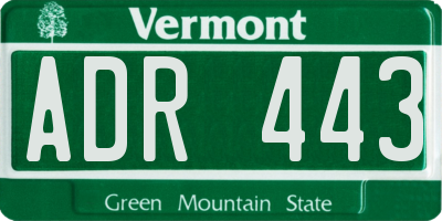 VT license plate ADR443