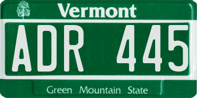 VT license plate ADR445
