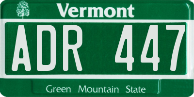 VT license plate ADR447