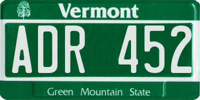 VT license plate ADR452