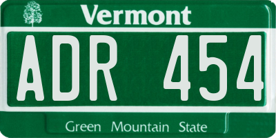 VT license plate ADR454