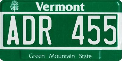 VT license plate ADR455