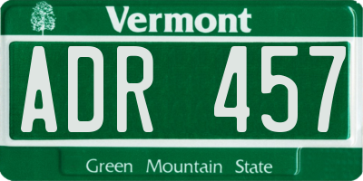 VT license plate ADR457