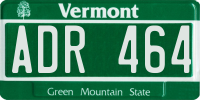 VT license plate ADR464