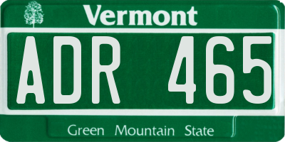 VT license plate ADR465