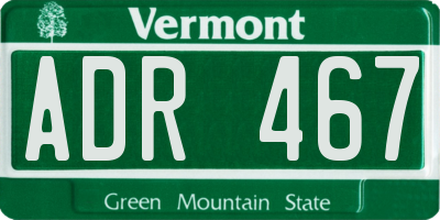 VT license plate ADR467
