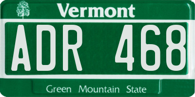 VT license plate ADR468